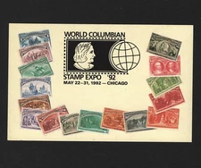 OPC 1992 Chicago ILL World Columbian Stamp Expo Postcard Unused VF Embossed A