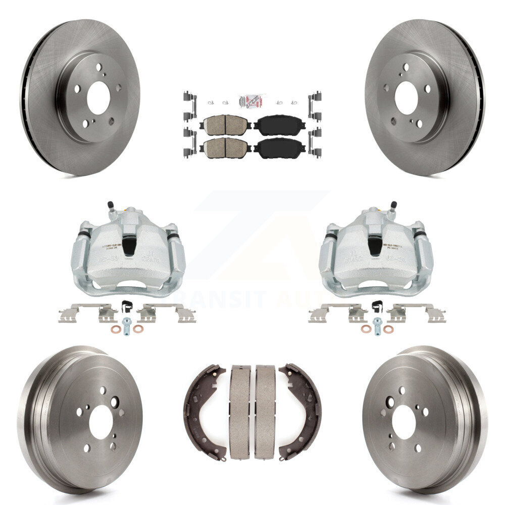 Front & Rear Disc Brake Caliper Rotors Drum Ceramic Pad Kit for Toyota Camry