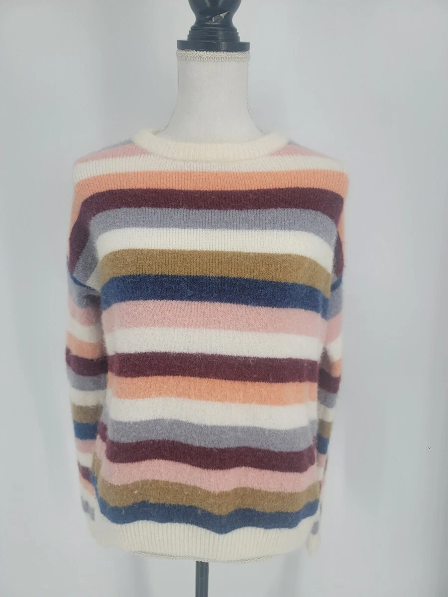 Rails Tira Multi Stripe Rainbow Alpaca Wool Blend Crewneck Sweater