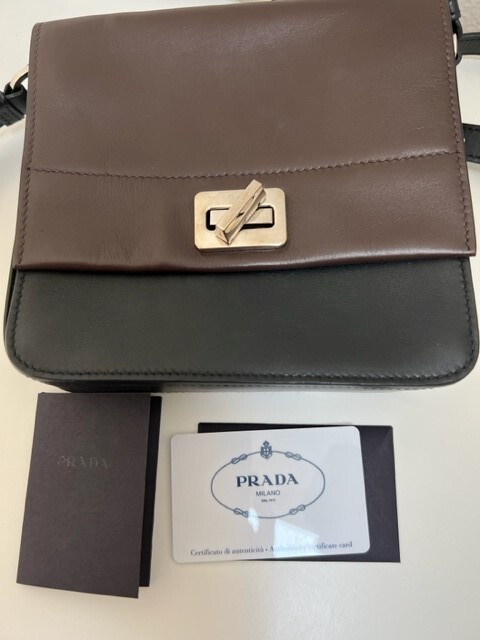 Prada BT1016 Calf Leather Crossbody Bag Brown and Brown NWT