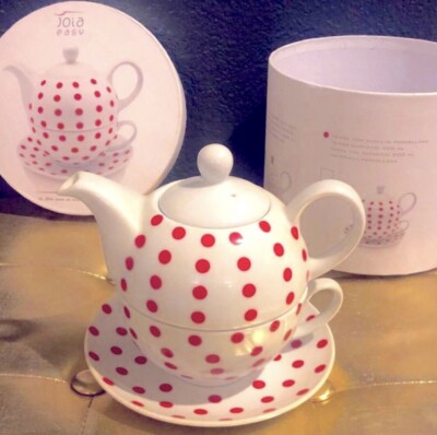 Red / Purple Polka Dot Tea Ceramic Set Kitchen Coffee Mug Cup Valentine s Day