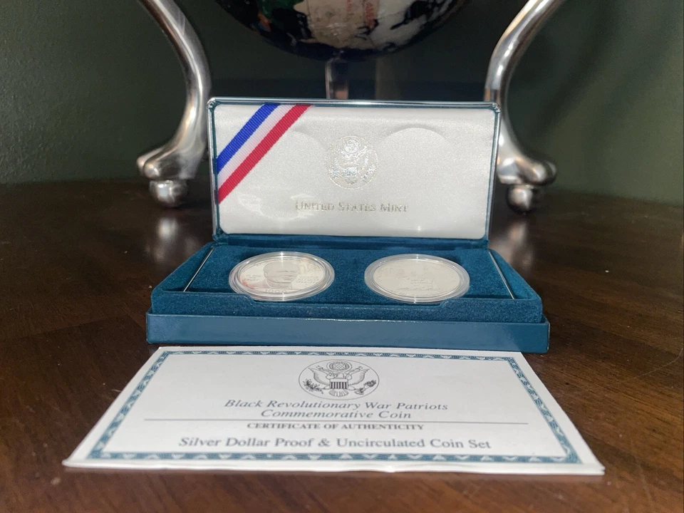 1998 Black Revolutionary War Patriots 2-coin SILVER $ set with OGP & COA - Image 2 of 4