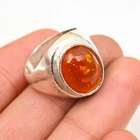 Amber Men's Ring 925 Sterling Silver Handmade-Statement Ring All Size BJ305