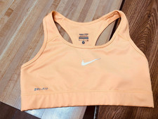 Nike Pro Dri Fit Women Sports Bra Small Tangerine Orange Racerback Swoosh Logo