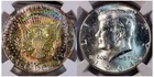 1964 NGC MS64 Rainbow 🌈 Toned Silver Kennedy Half - Beautiful Color
