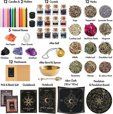 Large Witchcraft Kit 65 PCS - Witch Altar Starter Spell Set