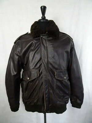 Men's Vintage Leather Flight Bomber Jacket 44 R (L) | eBay