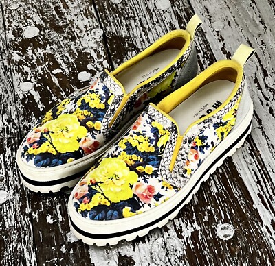 MSGM Floral Slip On Canvas Platform Trainer Sneakers RARE!!