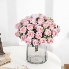10 Heads Silk Rose Artificial Flowers Fake Bouquet Wedding Home Party Decor UK