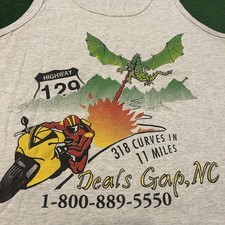 Vintage 90s Biker Motorcycle Deals Gap North Carolina Tanktop T-Shirt Mens M