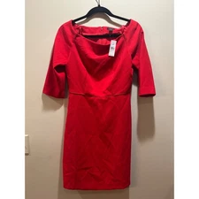 NWT Ann Taylor Factory Sheath Dress Boat Neck Career Party Red Size 2