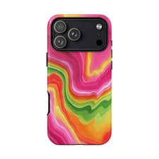 For iPhone/Galaxy/Pixel  Phone Ink Cover Case - Psychedelic Pink Green Marble