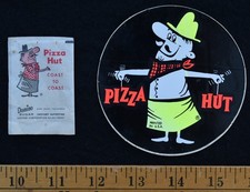 [ Lot de sachets et autocollants PIZZA HUT Pete Sugar HUT années 60 - 1970 - Restaurant vintage]
