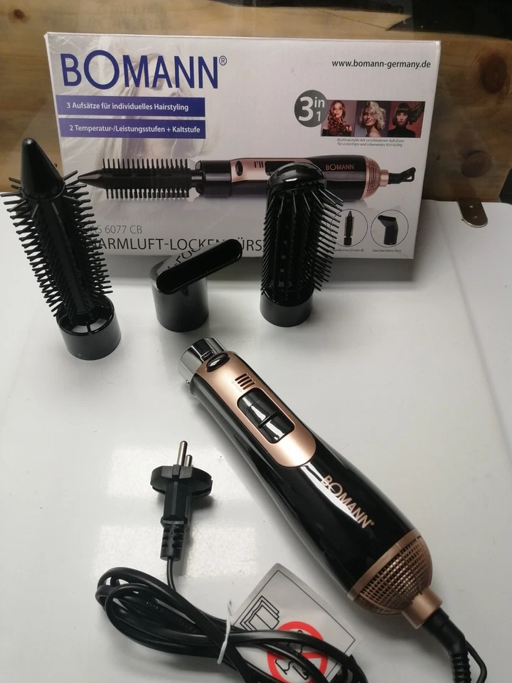 Bomann Warmluftbürste 3 Aufsätze  2 Stufen Rundbürstenföhn HAS 6077 CB/*B-Ware /