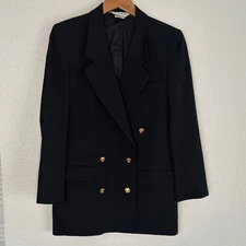 Vintage Austin Reed Black Blazer Gold Buttons Women’s Size 6 Nautical Preppy