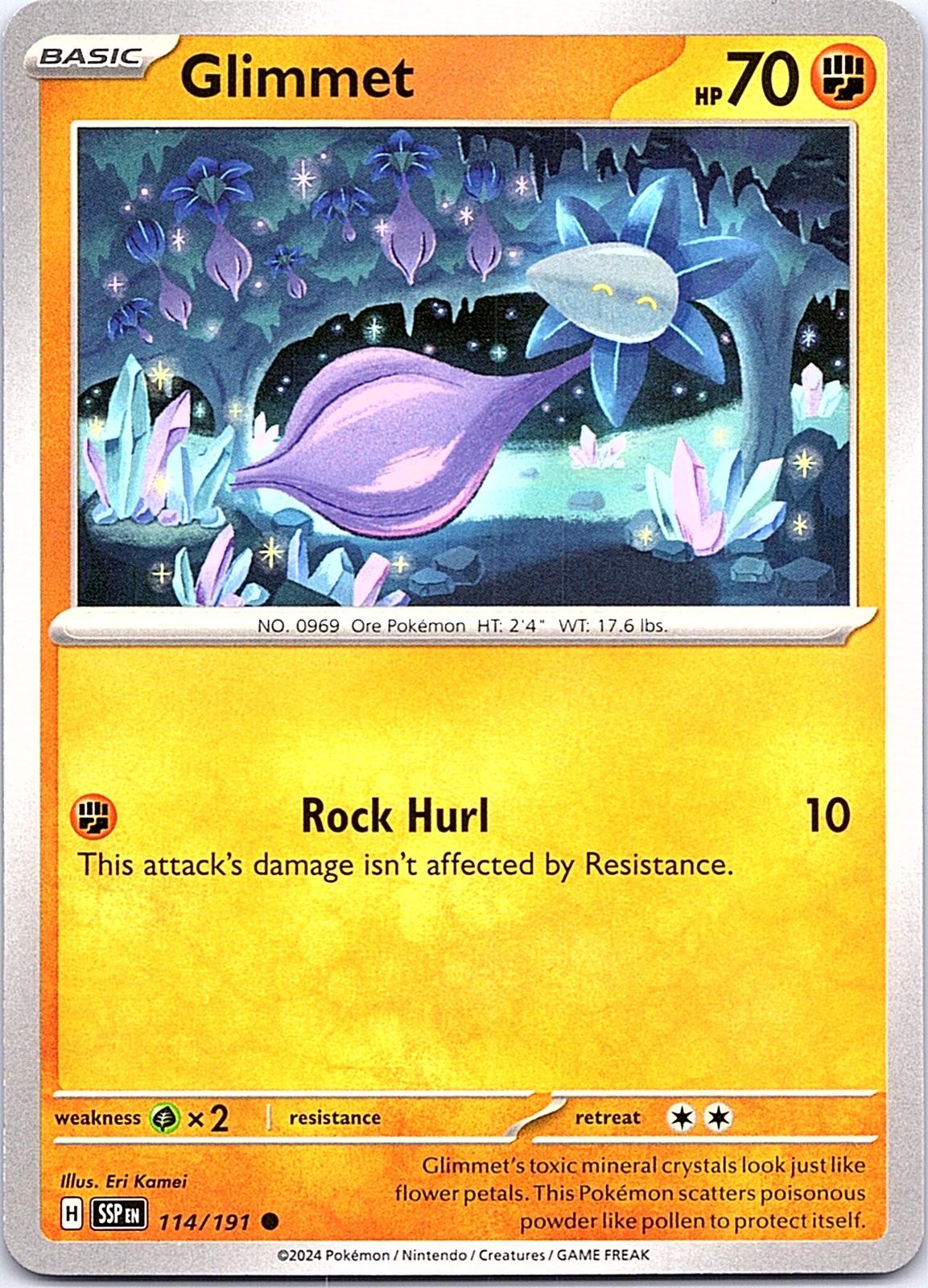 Glimmet Surging Sparks 114/191 Common Pokemon Near Mint Pokemon Card