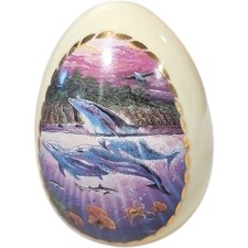 VTG Porcelain Egg - Dolphins - "Splenders Of The Sea" Collection By Nelson/Mint