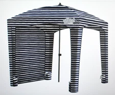 Qipi Beach Cabana Pop Up Tent Windproof Beach Canopy Shelter Sailor Stripes Blue