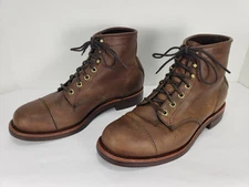 CHIPPEWA LL BEAN ODRY9 BROWN OIL LEATHER CAP TOE LACE UP ANKLE BOOTS MEN'S 9.5 D