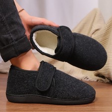 Mens Slipper Boots Warm Felt Slippers Wide Fit Winter Cosy Fur House Shoes UK