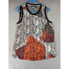 Trouve Blouse Womens Size Small Orange Black Color Block Tank Top