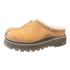 Skechers Women's Shindigs Suede Slip-On Mules with Sherpa Lining Tan Brown Sz 6