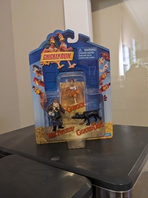 2000 DreamWorks Chicken Run Collectible Figures Mr. Tweedy, Ginger and Guard Dog