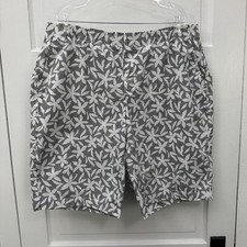 Lands  End Women  s 18W Black White Pull-On Bermuda Shorts Cotton Stretch