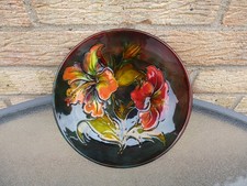MOORCROFT   POTTERY.   FLAMBE HIBISCUS  PATTERN DISH