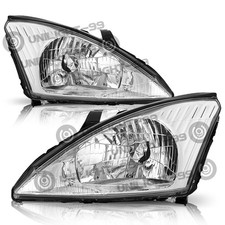 Headlights Assembly Fit 2000-2004 Ford Focus Halogen Chrome Headlamps Lhrh Pair