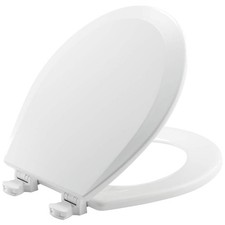 Elegant Round Toilet Seat in Cotton White with Easy Clean Hinges Durability
