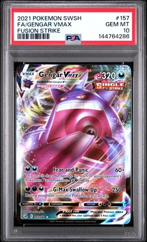 2021 POKEMON SWORD & SHIELD FUSION STRIKE #157 FULL ART/GENGAR VMAX PSA 10
