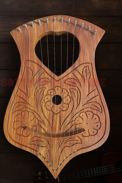 New Design Lyre Harp Rosewood Hand Engraved 12 Strings Lyre Harps With Hard Case