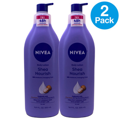 NIVEA Shea Nourish Body Lotion Hyaluronic Acid Shea Butter 16.9fl oz 2 Pack New