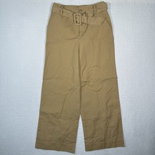 WHO WHAT WEAR Tan Belted Wide Leg Pants 4 High Rise Trousers 2026 Safari Chic