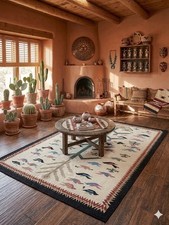 Large Navajo-Style Tree of Life Wool Tapestry Rug 85x55 Southwest Decor