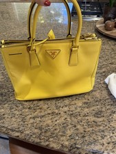 Prada Galleria Saffiano Lux Leather Small Tote Handbag Sole Yellow NEW