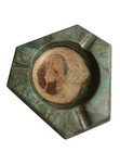 MARBLE STONE TRIANGULAR ASHTRAY - Vintage-  Turquoise /brown 3 POSITION — photo 1