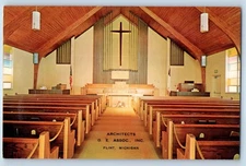 1960 Flint Michigan Postcard Architects Duplain Church Christ St. Johns Interior