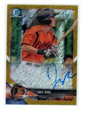 2018 Bowman Chrome Prospect HTA Gold Shimmer Refractor /50 Jake Ring Auto