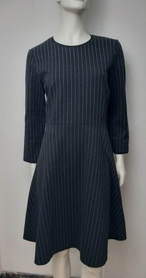 EMME MARELLA Kleid schwarz weiß Nadelstreifen Rockteil ausgestellt Langarm 40/42