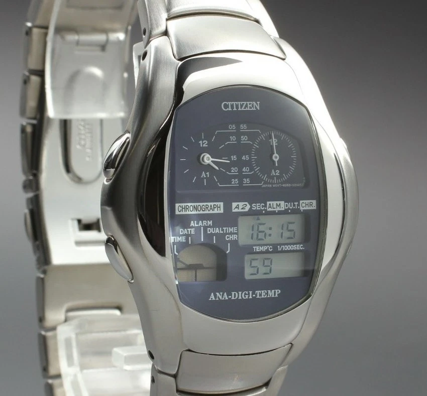 New Battery [Near MINT w/Box] Citizen Ana-Digi Temp 8988-S000789 Qz Men's Watch - Image 3 of 4