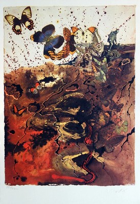 Salvador DALI: Auvergne - Original Lithograph Signed SNCF, Butterfly Suite