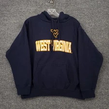 West Virginia Mountaineers Hoodie Mens Medium Navy Blue J America Sweatshirt