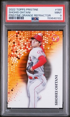 2022 Topps Pristine 189 Shohei Ohtani /25 “PRISTINE” Orange Refractor PSA 10