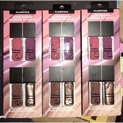 e.l.f. Glow Reviver Plumping Lip Oil Gift Set - 4pc In Each X 3 New Packs