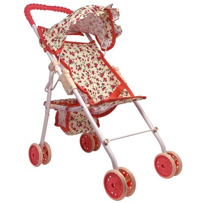 Mini Floral Baby Doll Stroller for Toddlers 21 Inch Lightweight Toy Pram