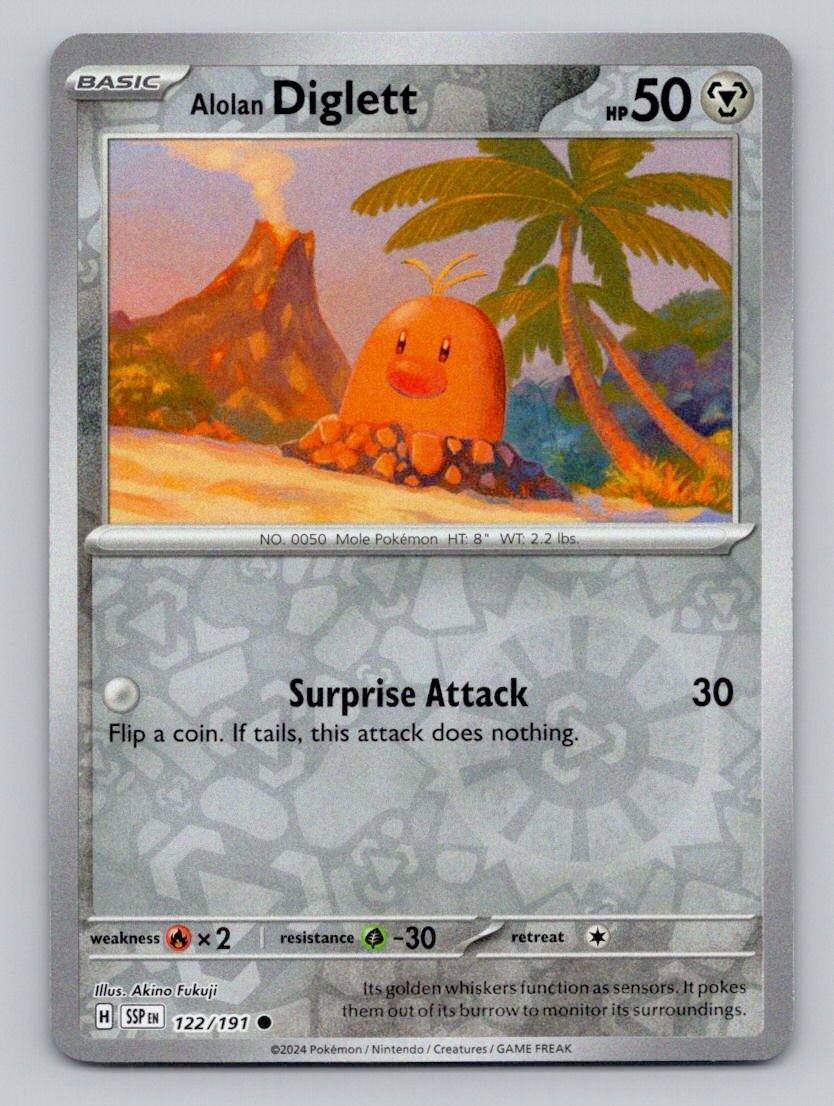 Alolan Diglett 122/191 Common Surging Sparks Pokemon Reverse Holo Near Mint