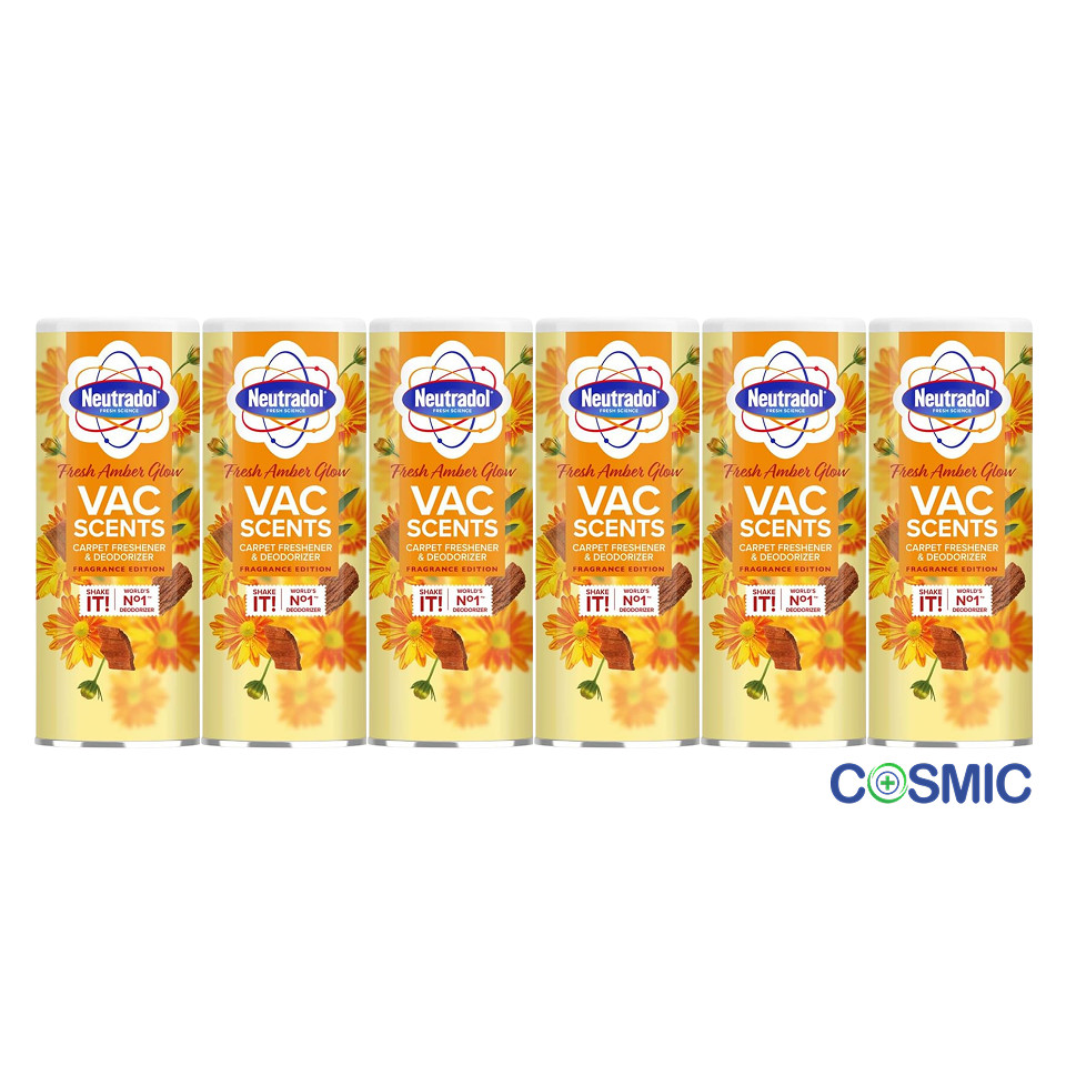 6 X Neutradol Vac N Fresh Amber Glow Carpet Deodorizer Powder Freshener 350g