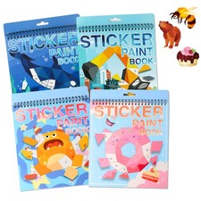 4 PCS Sticker by Number Sticker Paint Books for Kids Boys Girls Ages 4-8 Ocea...